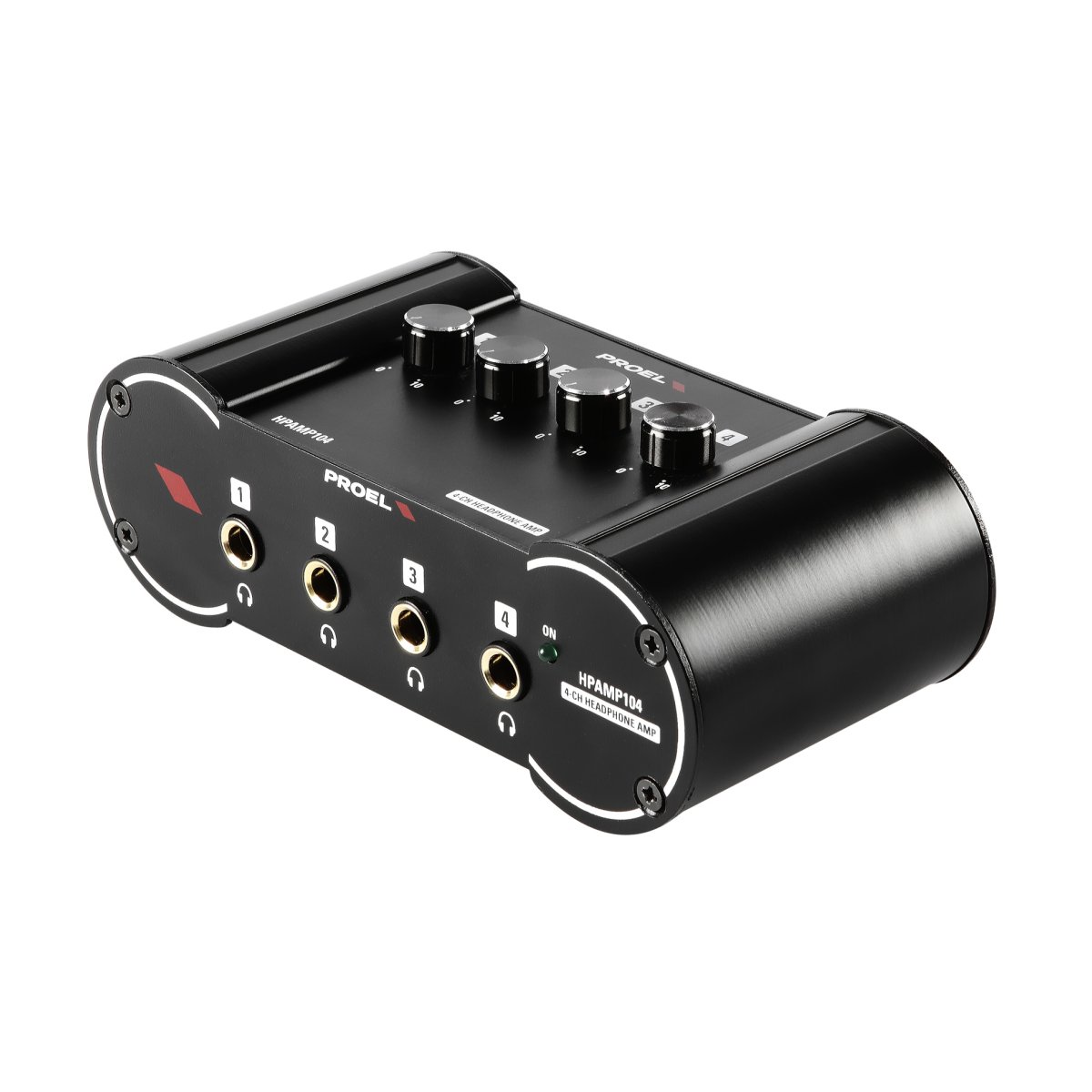 SinLoon HA400 Amplificatore per Cuffie Stereo a 4 canali, Mini Splitter Audio in Metallo con Controllo del Volume Indipendente, Uscita e Ingresso TRS da 1/4, con Adattatore 12V per Studio